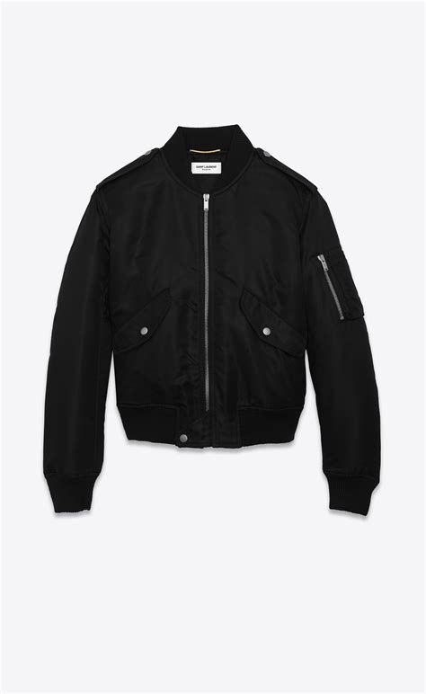 ysl leather bomber jacket|black nylon bomber jacket.